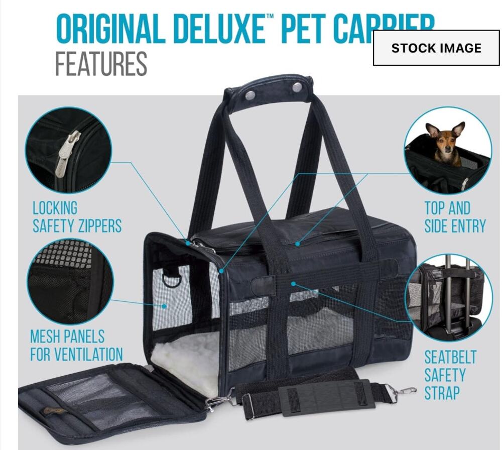 Sherpa Pet Carrier Deluxe Black Travel with your Pet Airline Approved Carry-on